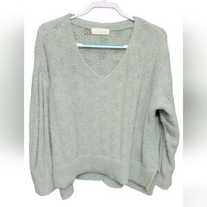 American Threads women's green knit long sleeve sweater Size L